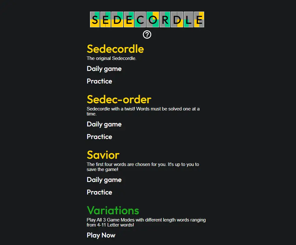 Play Sedecordle Game Online Free