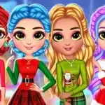 Play Rainbow Girls Christmas Outfits Game Online